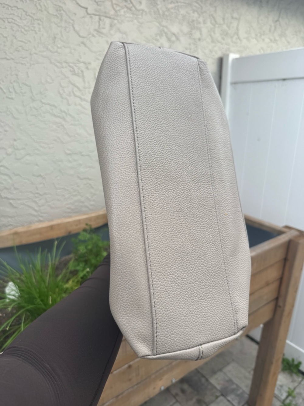 Tory Burch Pebbled Leather Shoulder Tote in Taupe - Picture 3 of 4